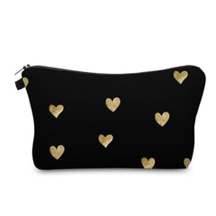 Aiphamy Brushed Gold Heart travel makeup bag keeps essentials organized and stylish.