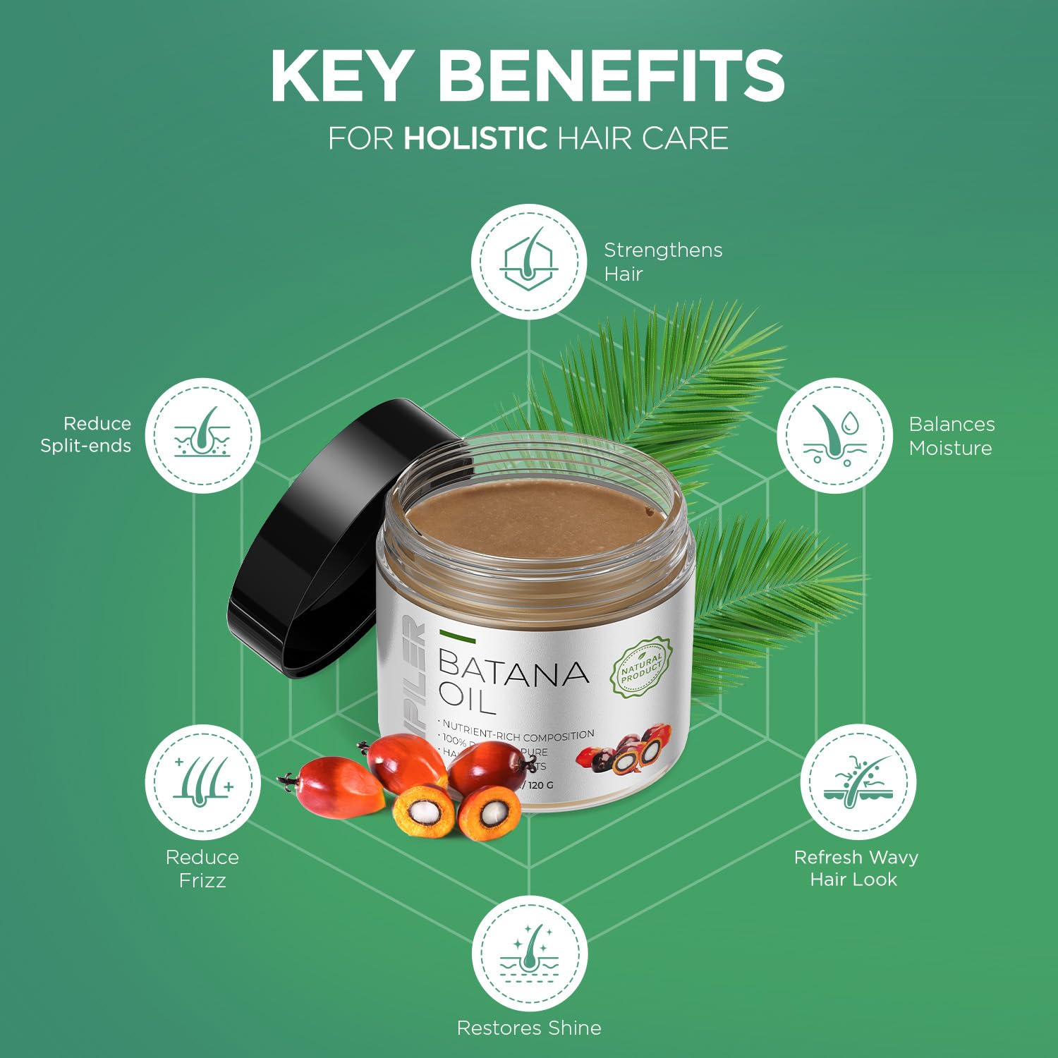 AIPILER Aceite de Batana para rizos definidos y manejables.