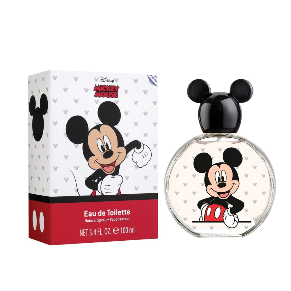 Air-Val Mickey Mouse Kids EDT bottle showing citrus notes for daytime wear.