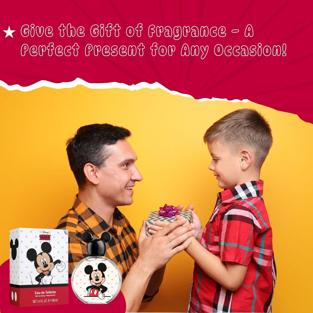 Air-Val Mickey Mouse EDT box front open display for shoppers.
