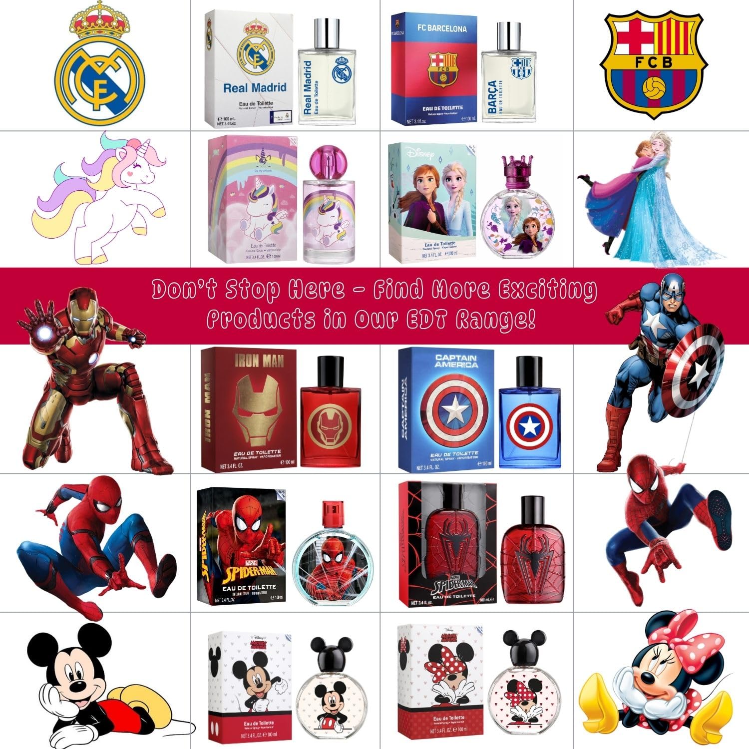 Air-Val Mickey Mouse EDT collection display highlights family-friendly fragrance.