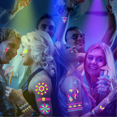 AirNOGO glow tattoos lace designs shine brightly at blacklight events.