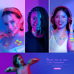 AirNOGO glow tattoos mandala patterns glow during UV nights.