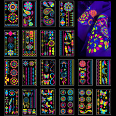 AirNOGO glow tattoo pack under UV light for vibrant neon party style.