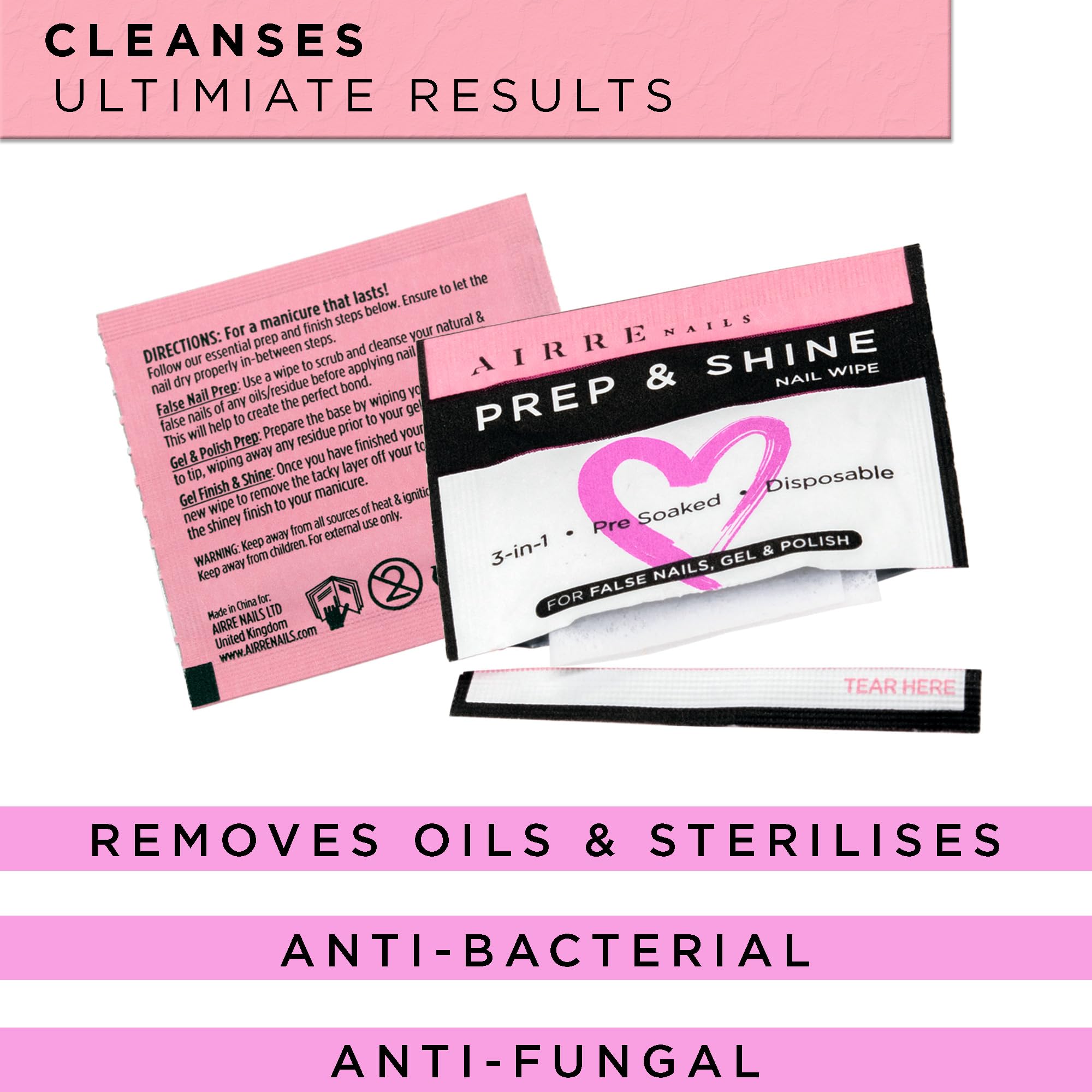 AIRRE NAILS Prep & Wipe: prepara gel, acrílico y uñas postizas para adherencia