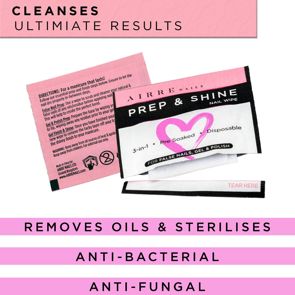 AIRRE NAILS Prep & Wipe: prepara gel, acrílico y uñas postizas para adherencia