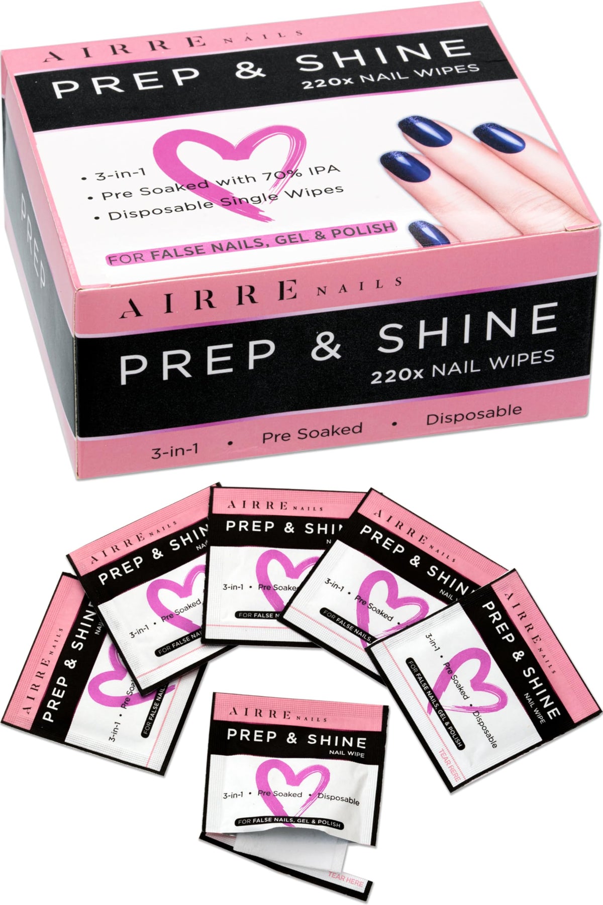 AIRRE NAILS Prep & Wipe: limpieza previa de uñas para base lista y adherente