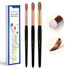 Airsee 3-piece acrylic brush set with bristles for precise powder pickup.