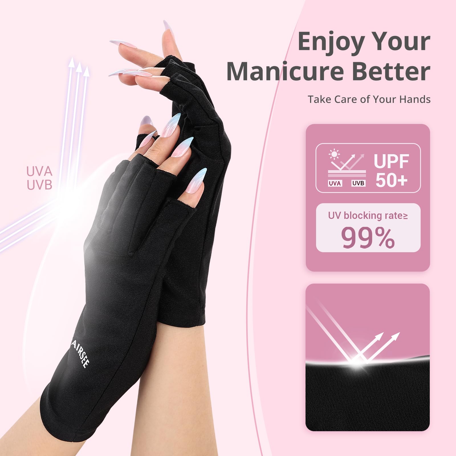Airsee guantes UV con dedos extendidos cubren los dedos para mayor protección