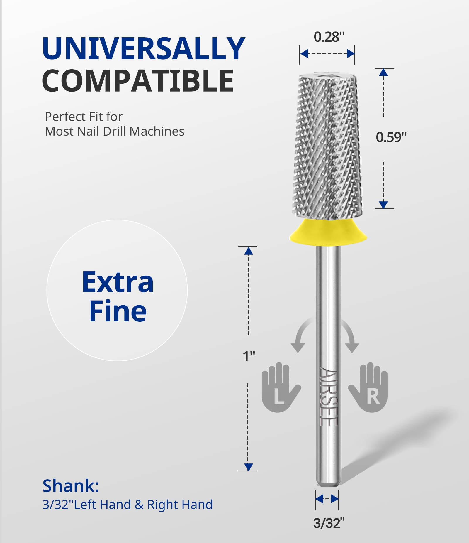 AirSee precision manicure bit for shaping artificial nails.