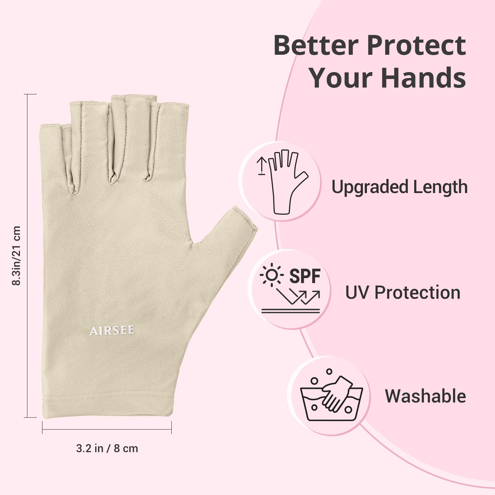 Guantes AIRSEE UV de uso múltiple para uñas y actividades al aire libre.