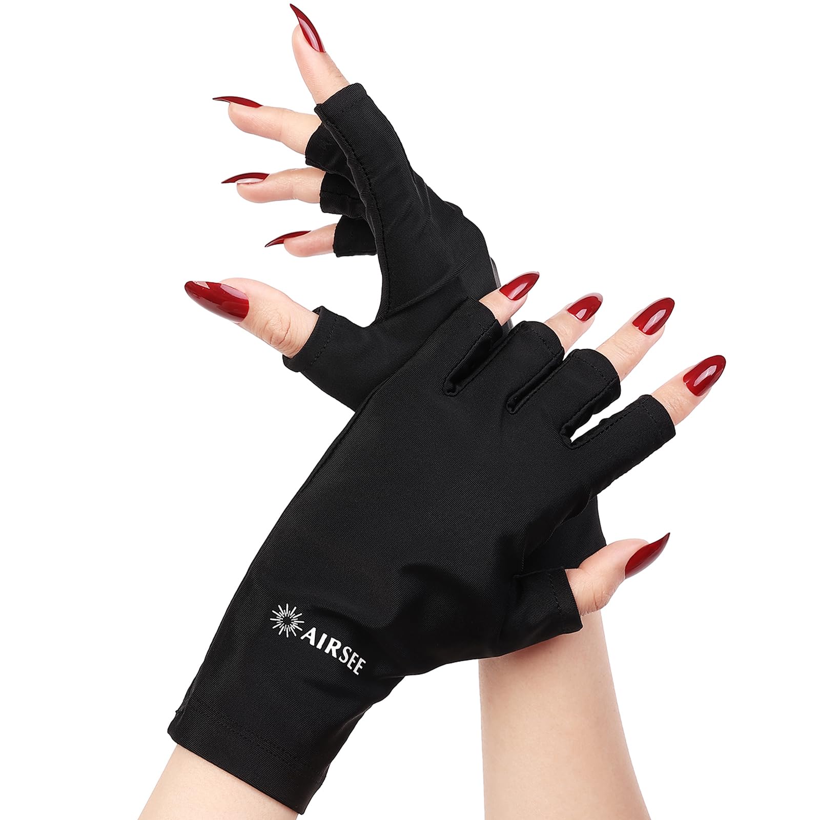 AIRSEE guantes UV upf50 para manicura en gel con dedos cortos, protección eficaz
