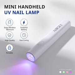 AIRSEE lamp side view highlighting palm-sized portability for on-the-go use
