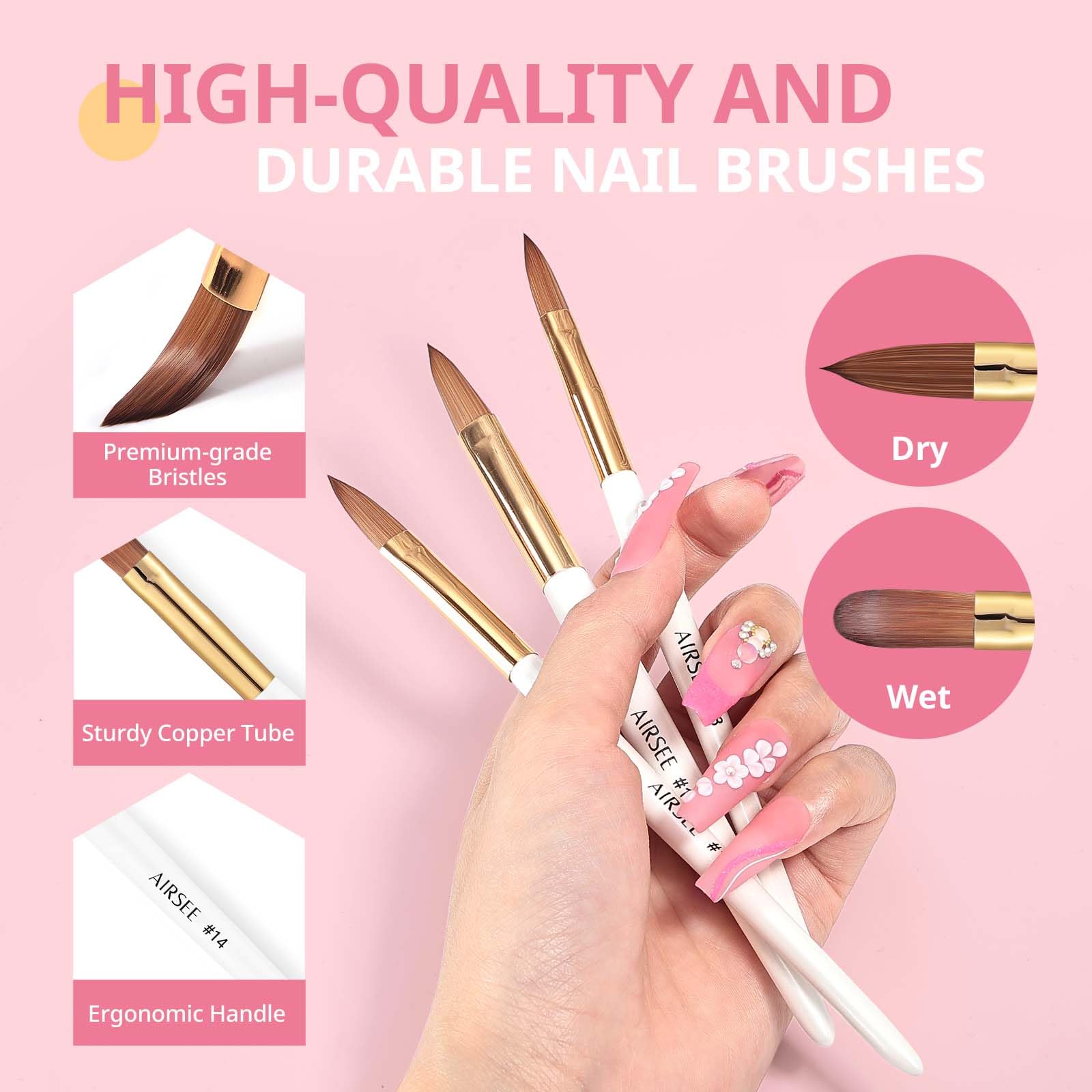 AIRSEE 10mm nail brush for smooth extensions and detail work.