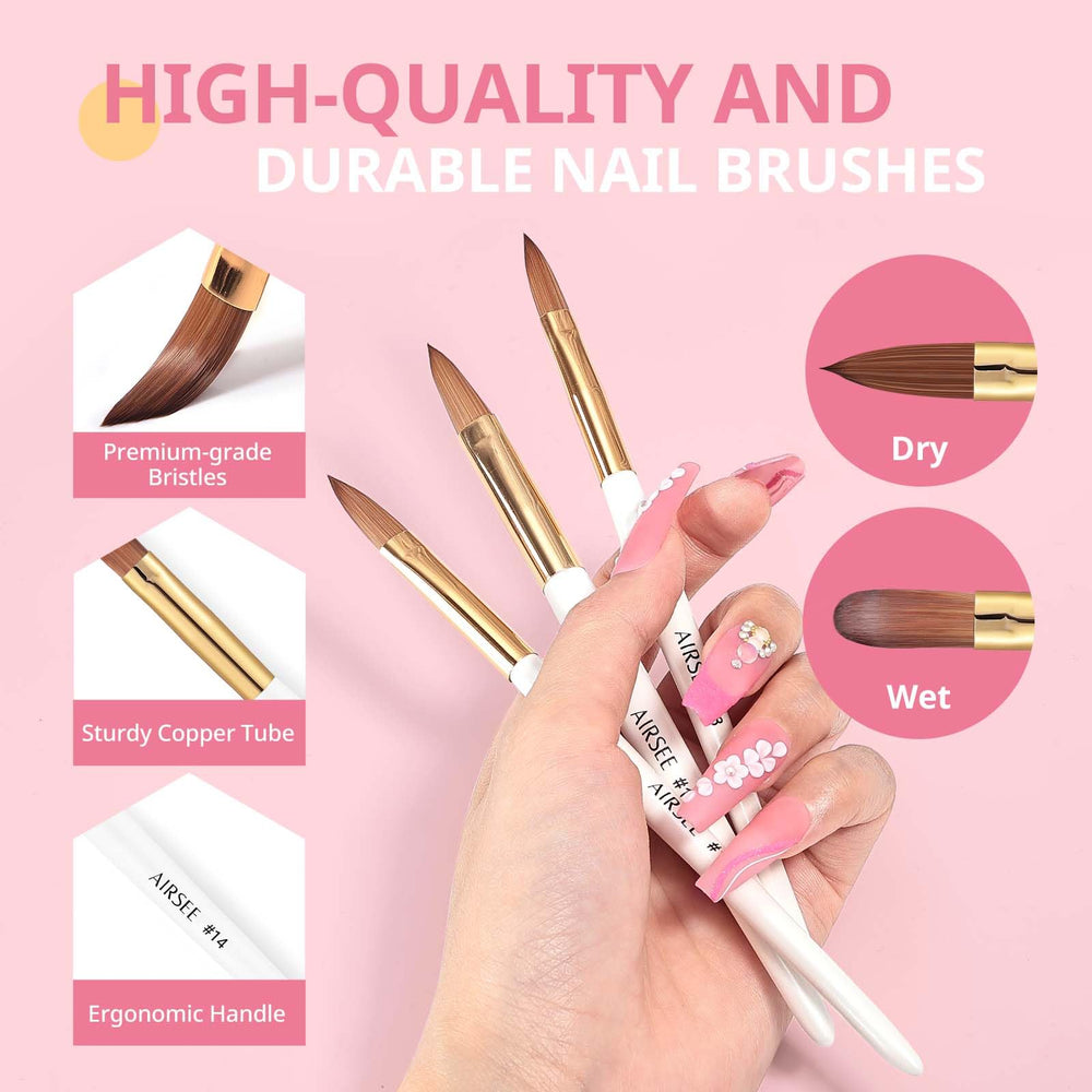 AIRSEE 10mm nail brush for smooth extensions and detail work.