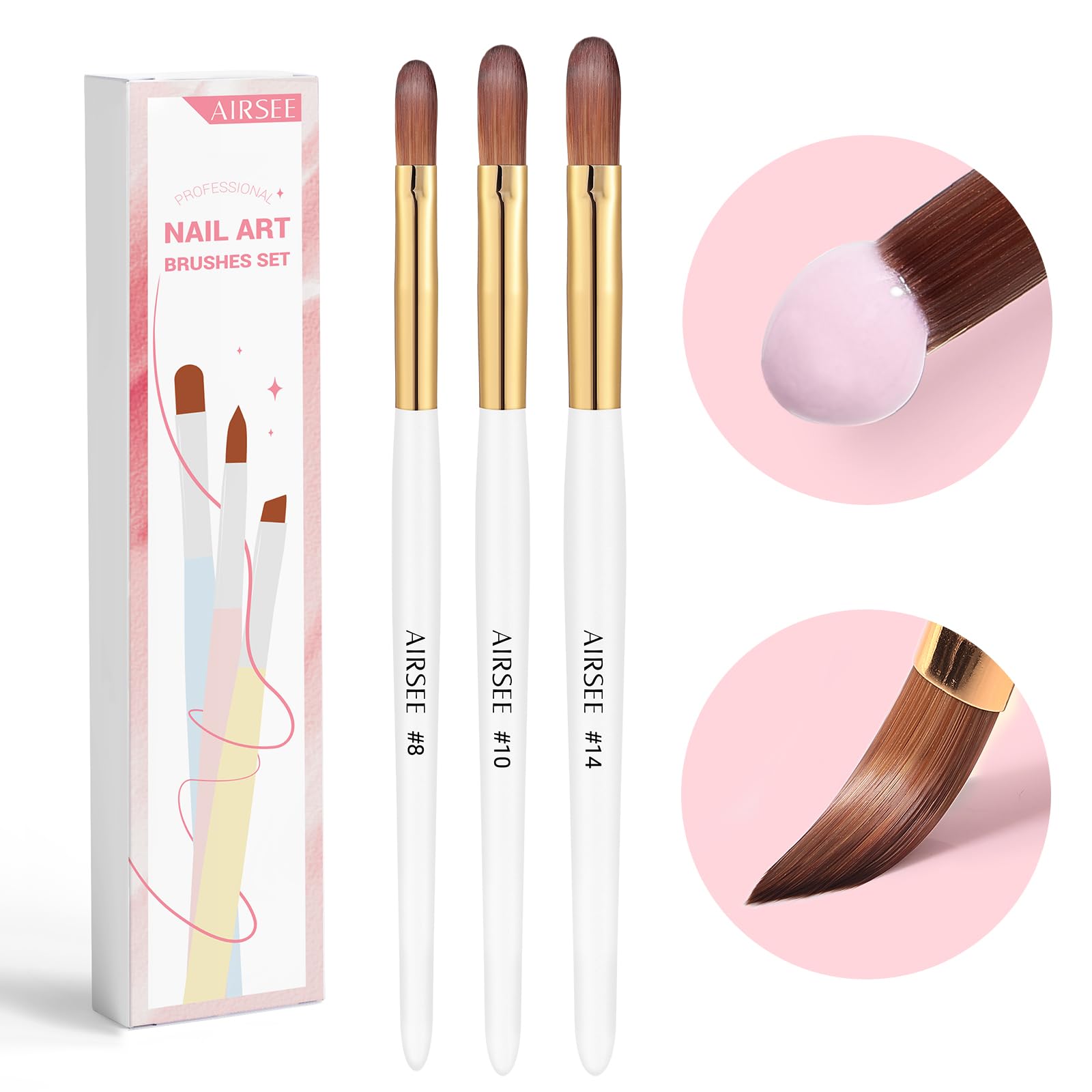 AIRSEE 8mm nail brush for precise acrylic application at home.
