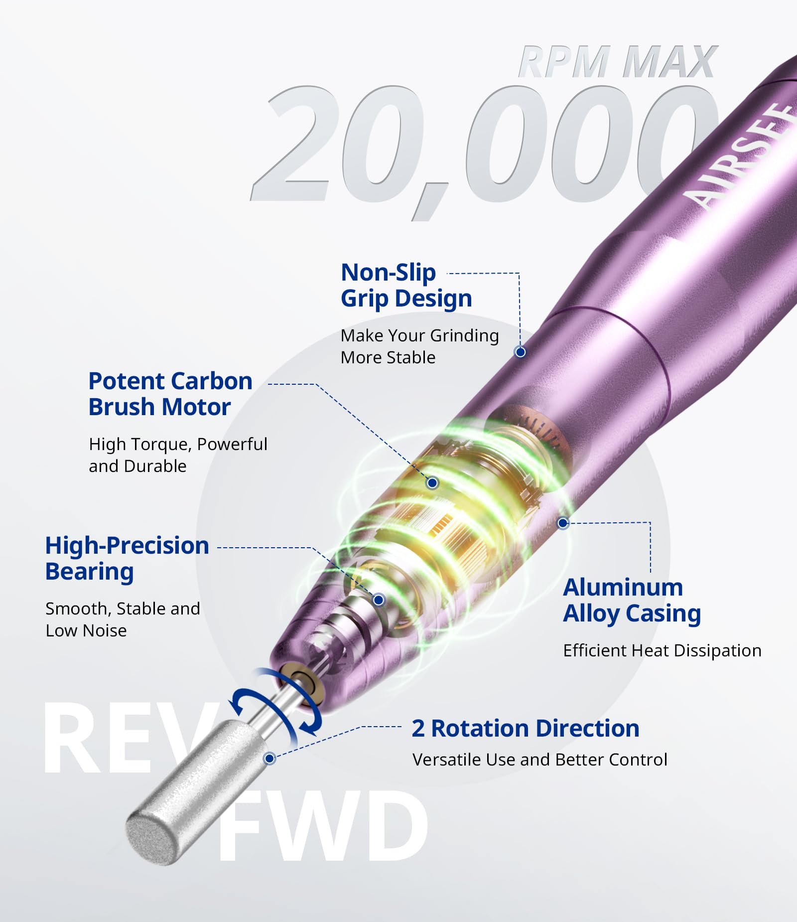 AirSEE 26 sanding bands ideal for acrylic and gel prep