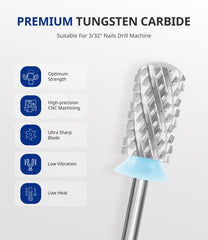AirSee nail drill bit smooth cylindrical barrel enhances precise smoothing and cuticle protection.