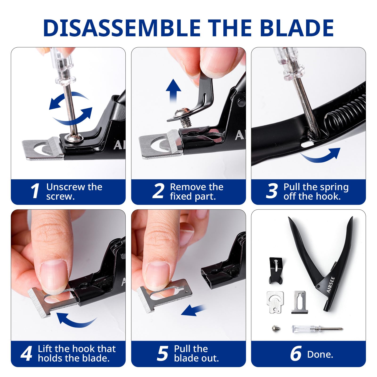 AIRSEE nail shapes guide supports square, almond, and stiletto styles