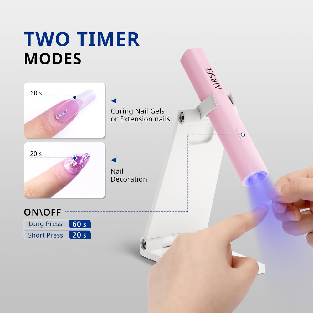 AirSEE rechargeable nail lamp with 300mAh battery for long use.