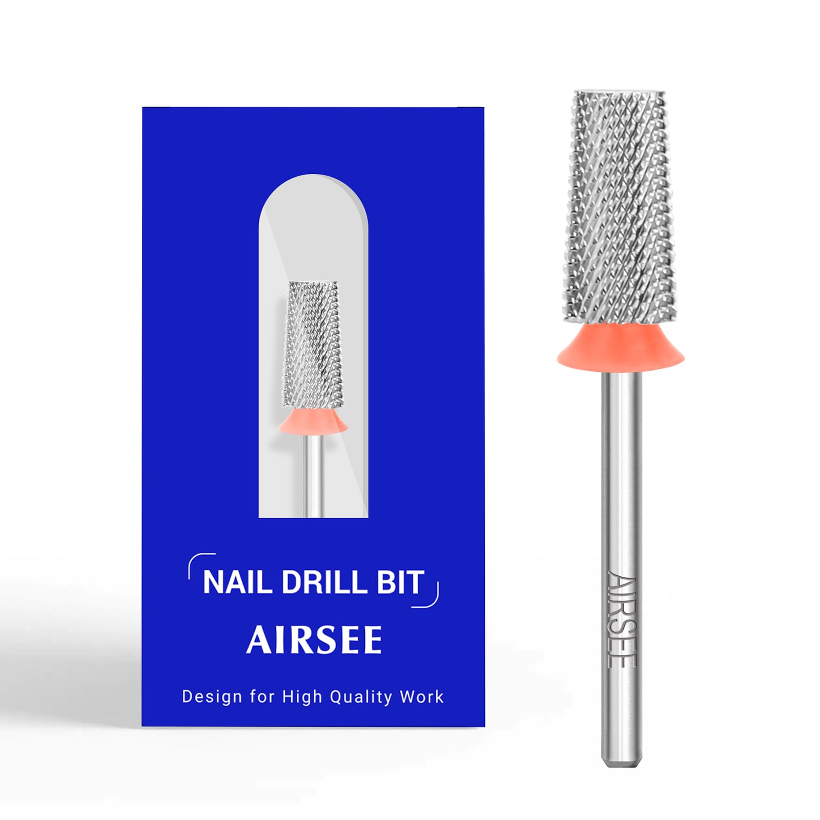 AirSee tungsten carbide drill bit flat top for precise acrylic nail shaping