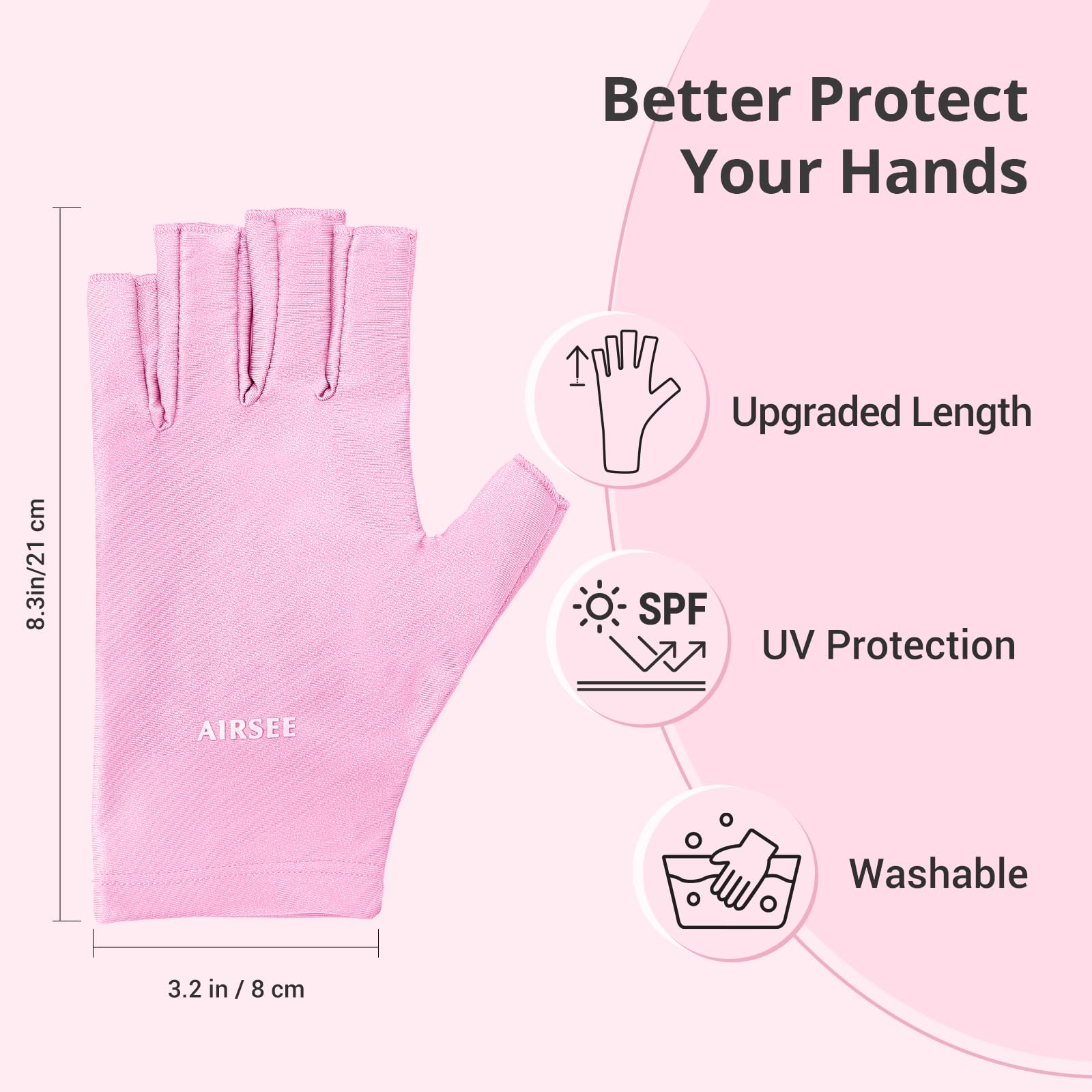 Light pink AIRSEE gloves combine style with sun protection.