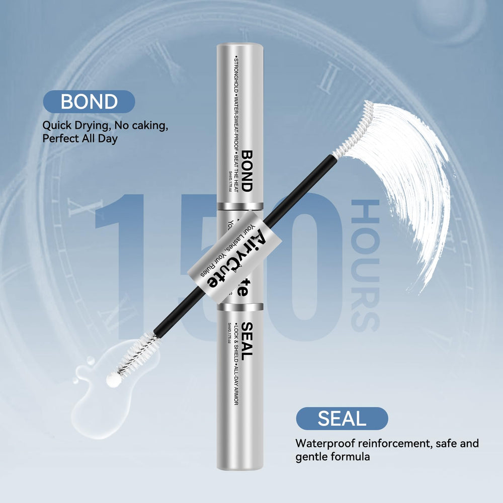 AiryCute Lash Seal bottle close-up demonstrates seal-in performance for clusters.