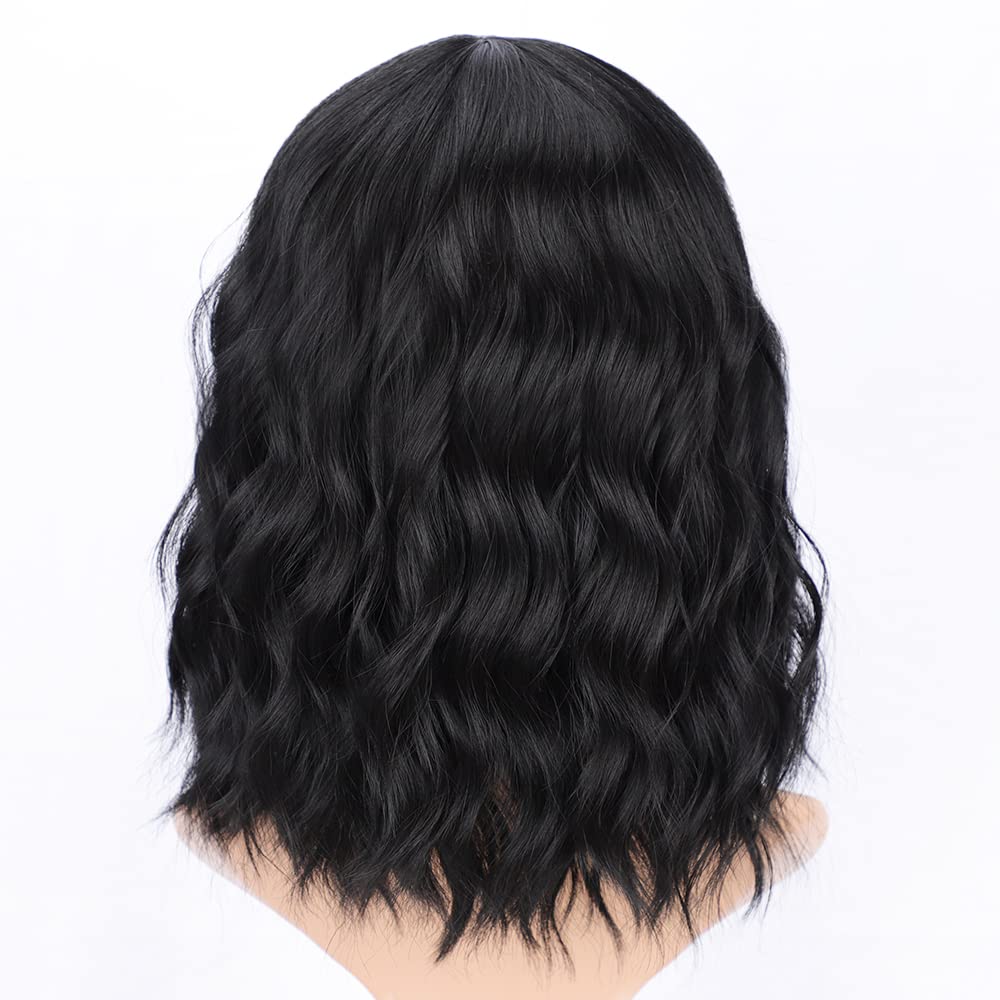 Back view of AISI HAIR Bob Curly Wig with Bangs in natural length