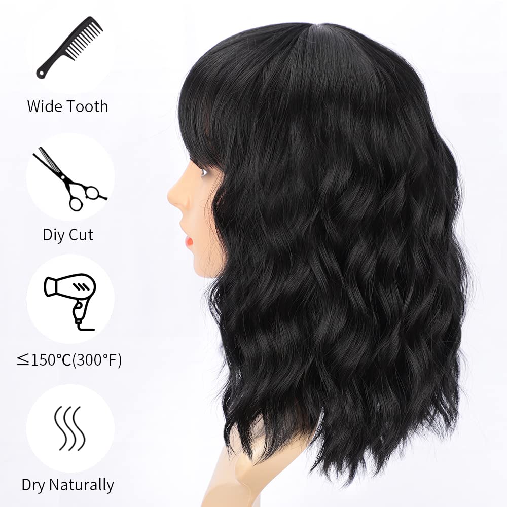 Front view of AISI HAIR Bob Curly Wig with Bangs highlighting fringe and curl