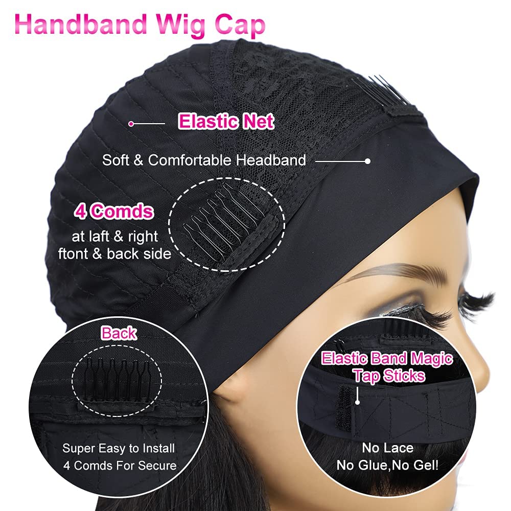 AISI headband wig back view reveals natural density and fullness