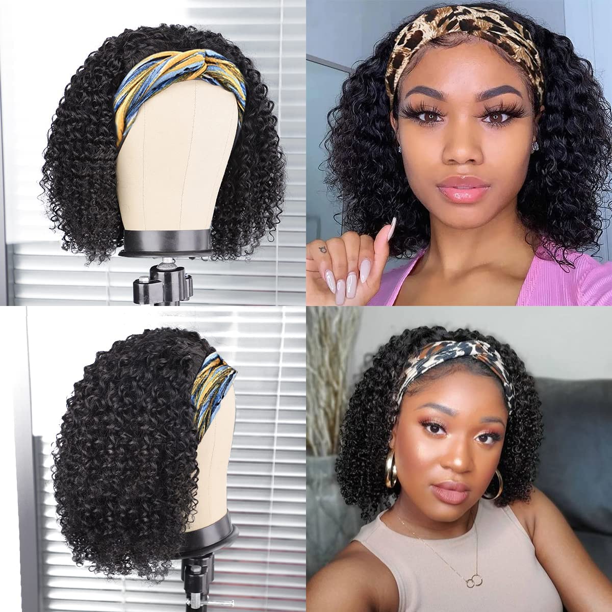 AISI QUEENS glueless headband wig on model for effortless styling
