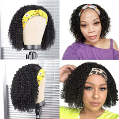 Aiterina headband wig adjustable cap with front clips and Velcro