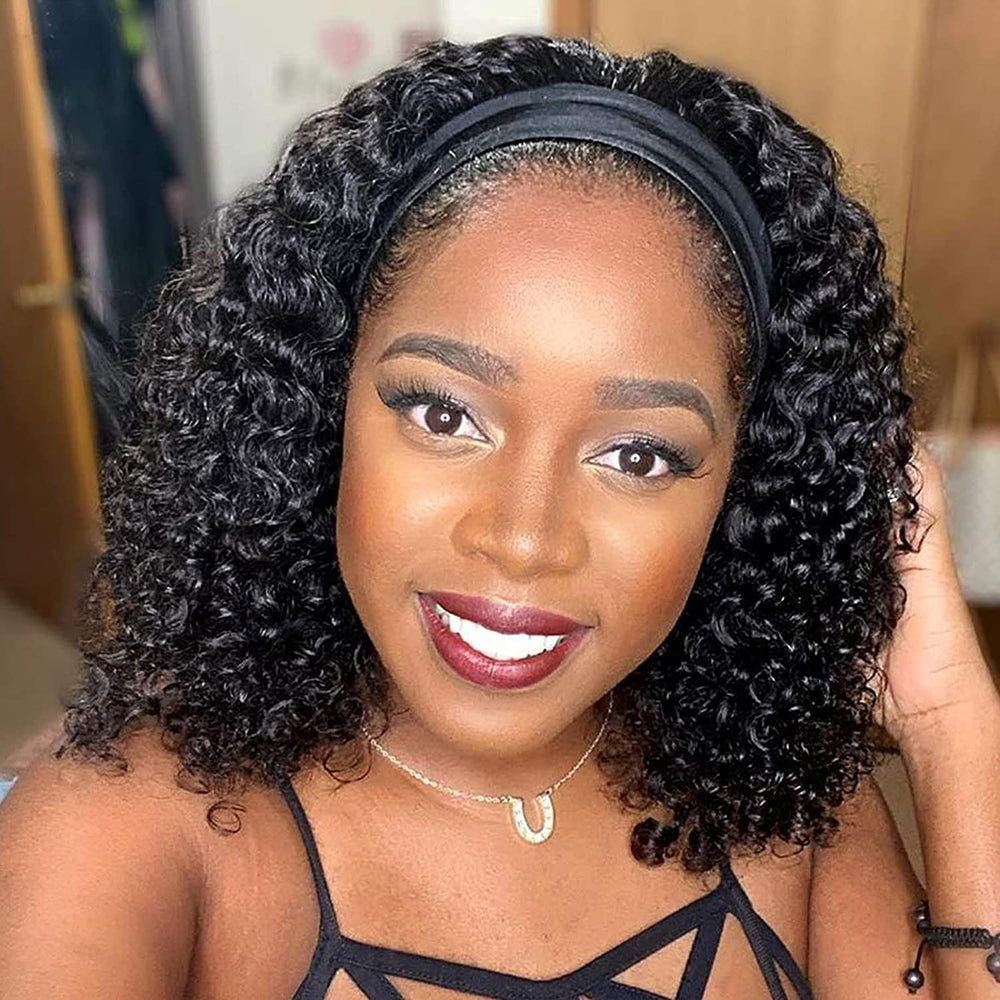 Aiterina deep wave 14-inch headband wig shows natural movement for daily wear.