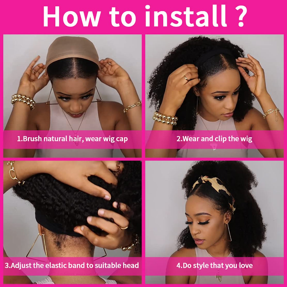 Aiterina machine-made headband wig offers durable hairline you can style.