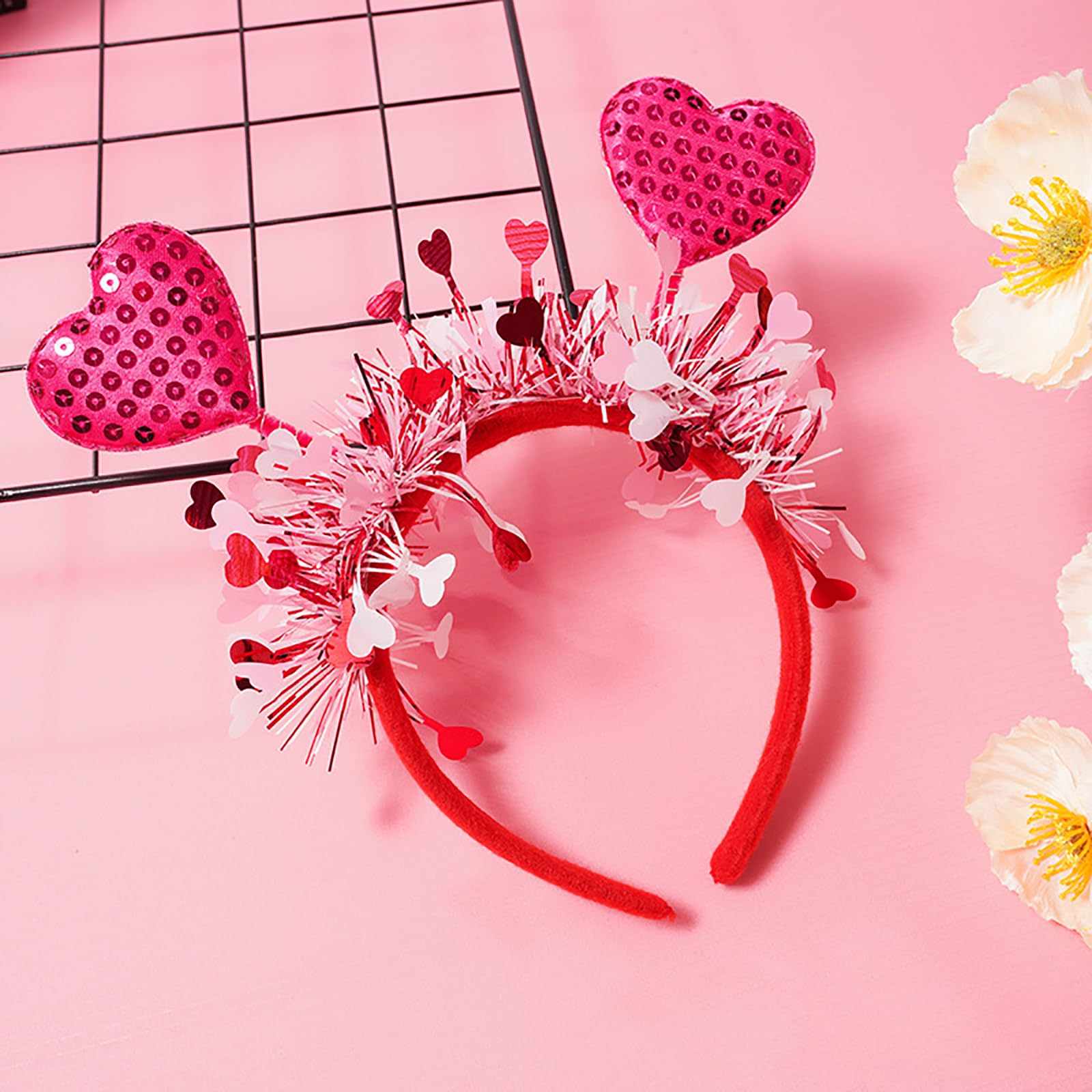 AIUPUOC diadema rosada con lentejuelas para celebraciones