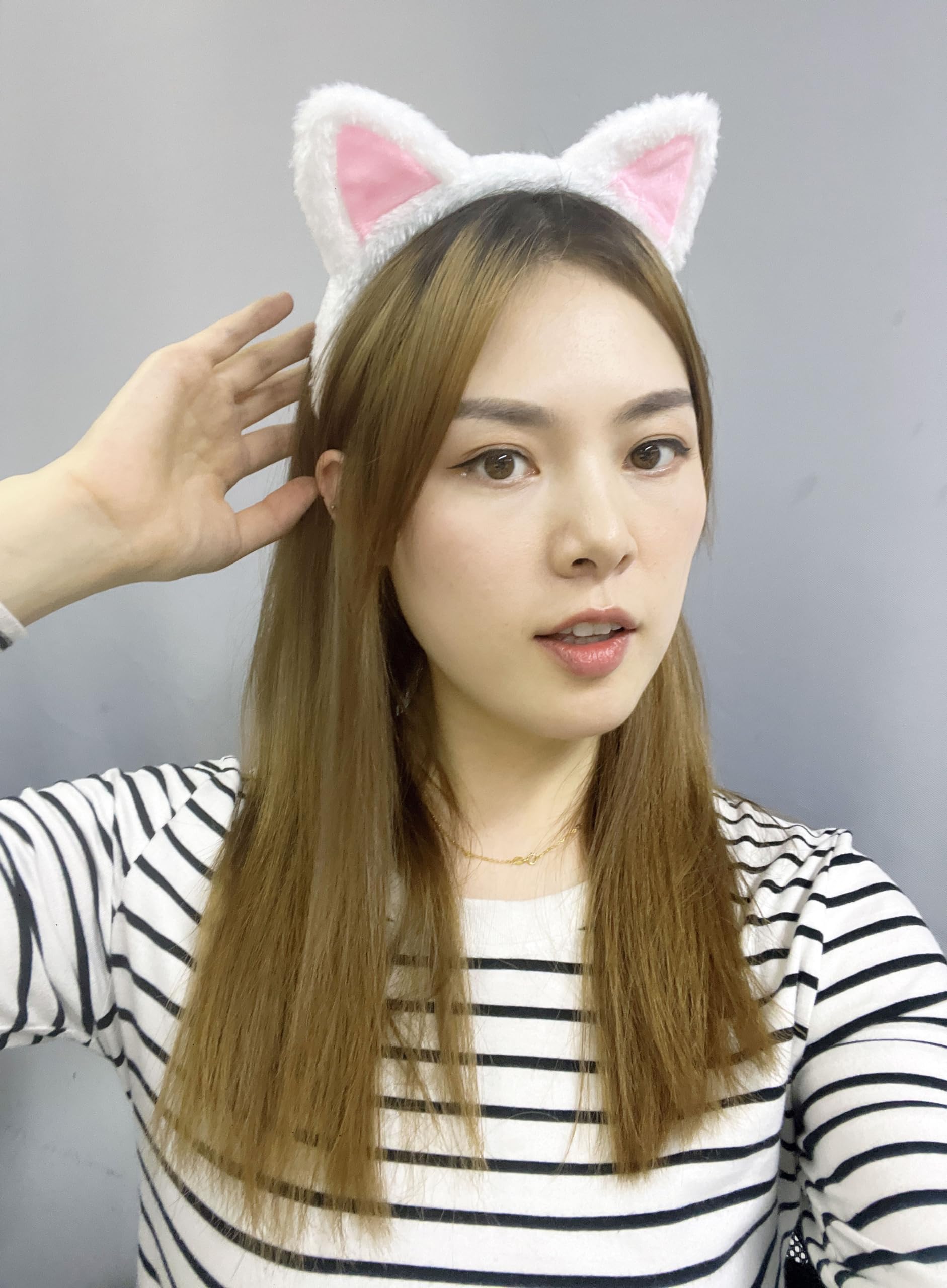 ajdvart cat ears headband 2pack closeup of soft plush fabric for comfort