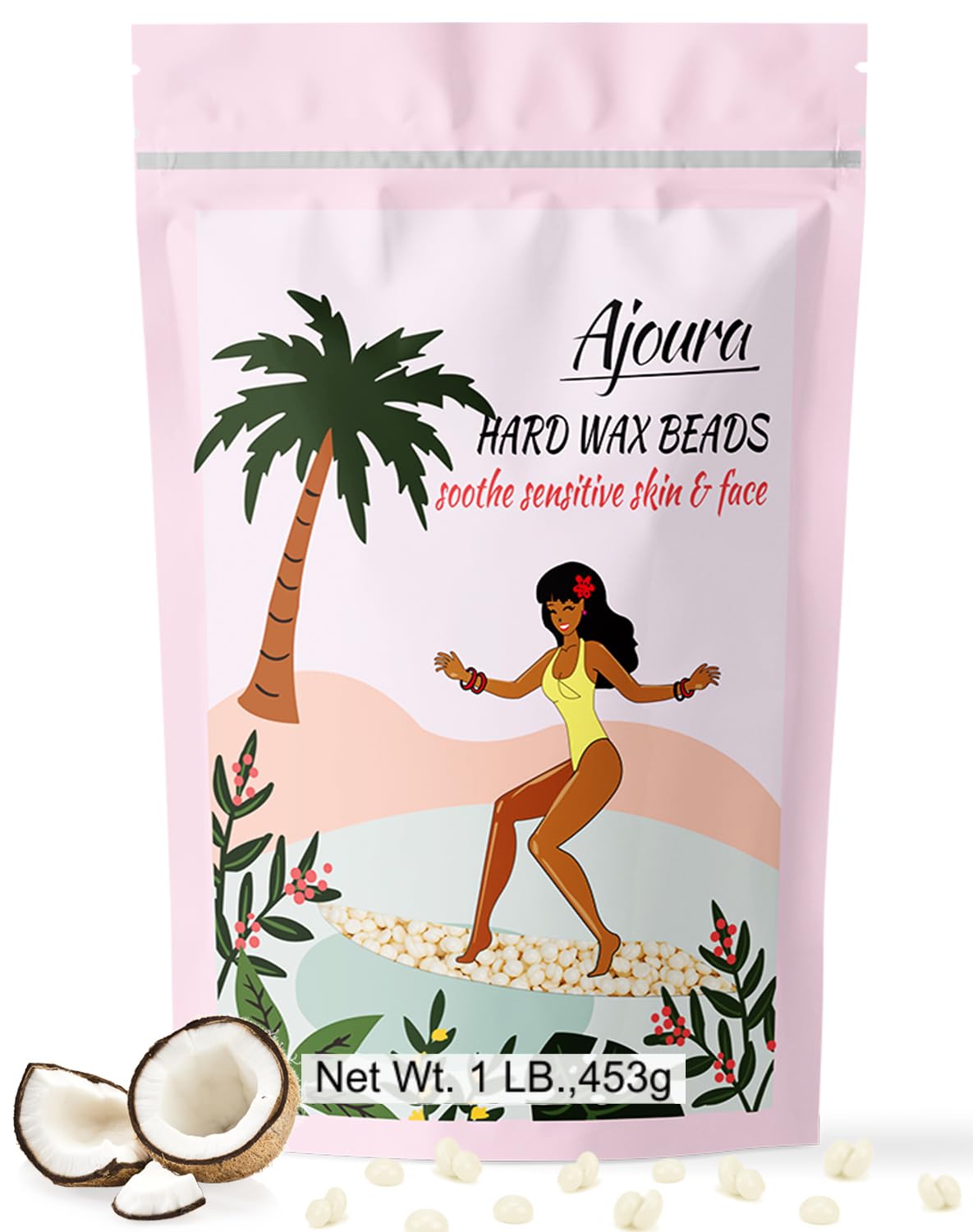 Ajoura 1lb refill wax beans for Brazilian bikini waxing, at-home use.