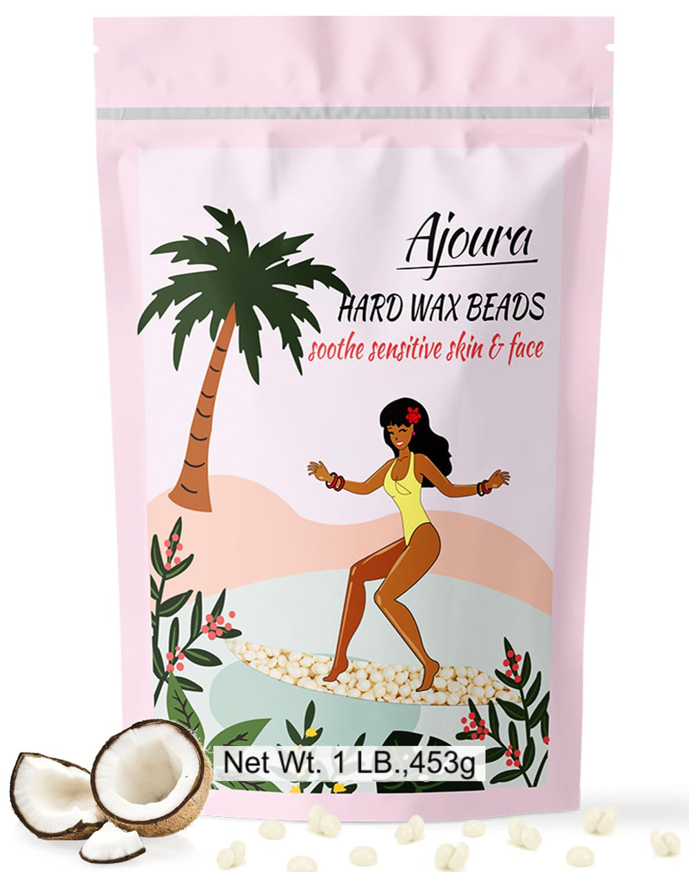 Ajoura 1lb refill wax beans for Brazilian bikini waxing, at-home use.
