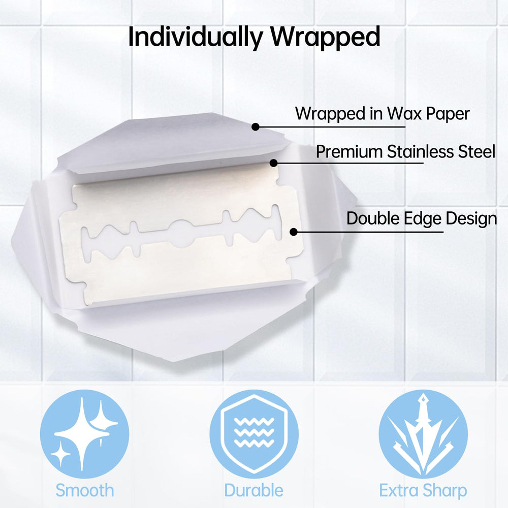 Ajrwiiy double-edge blade refills with a balanced, close-cutting capability.