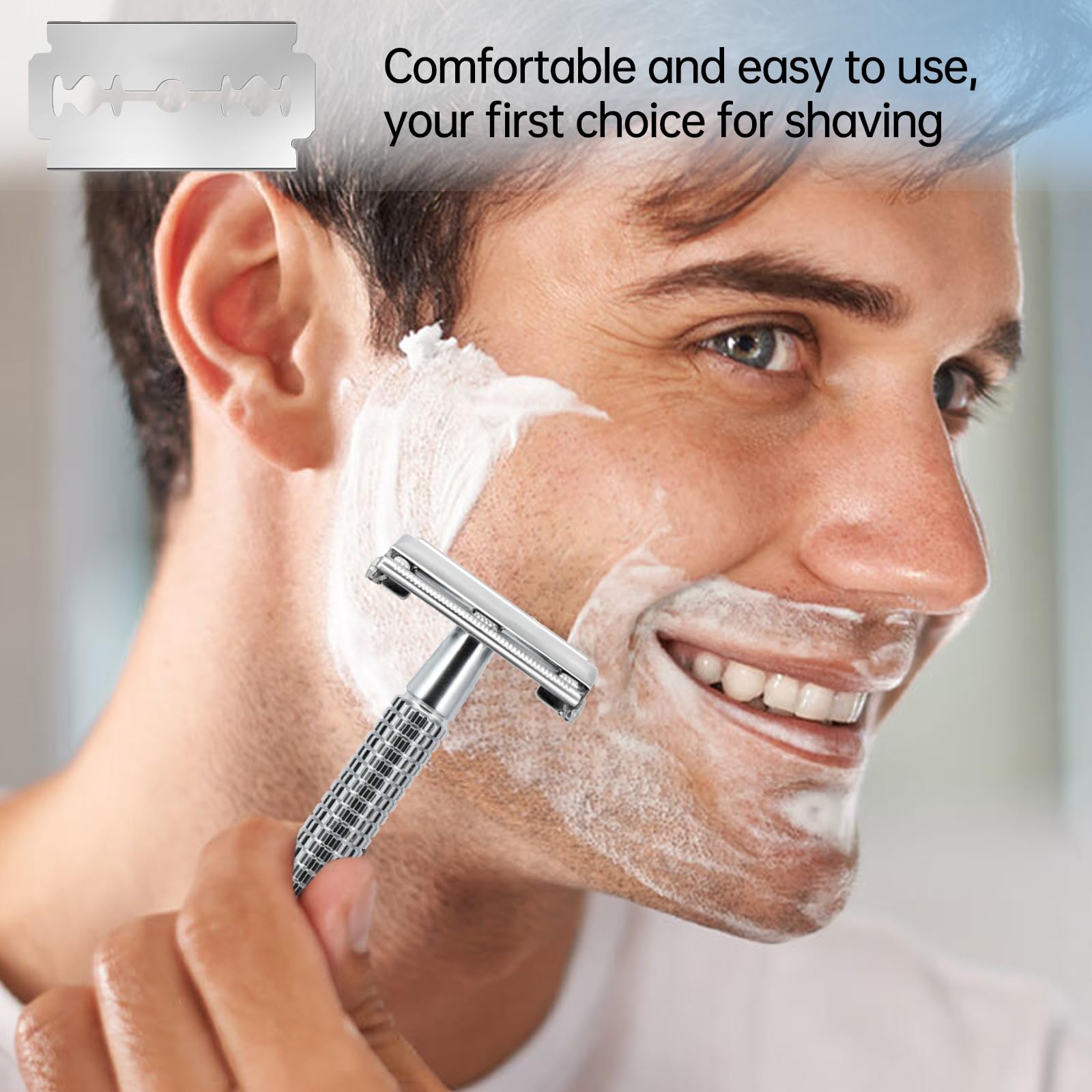 Ajrwiiy blades compatible with safety and straight razors for versatile grooming.
