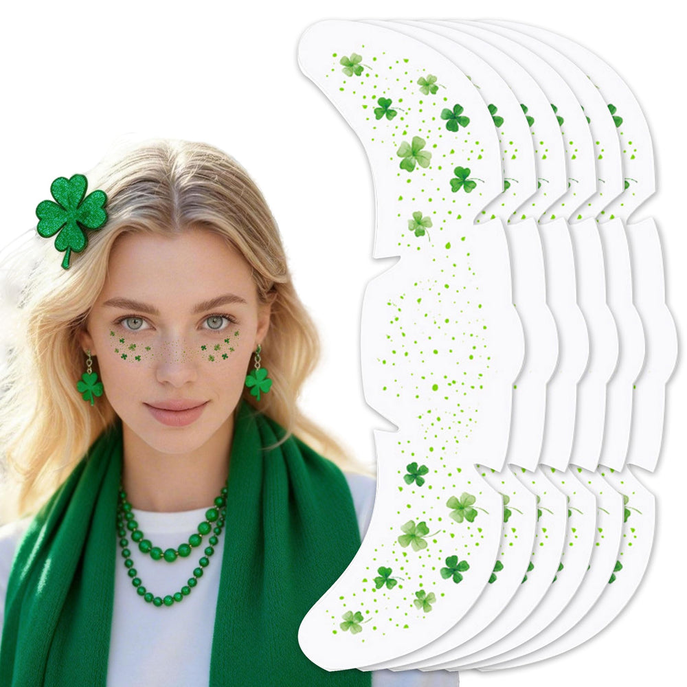 AKAKL tatuajes temporales San Patricio trébol brillante, ideal para fiestas con brillo duradero.