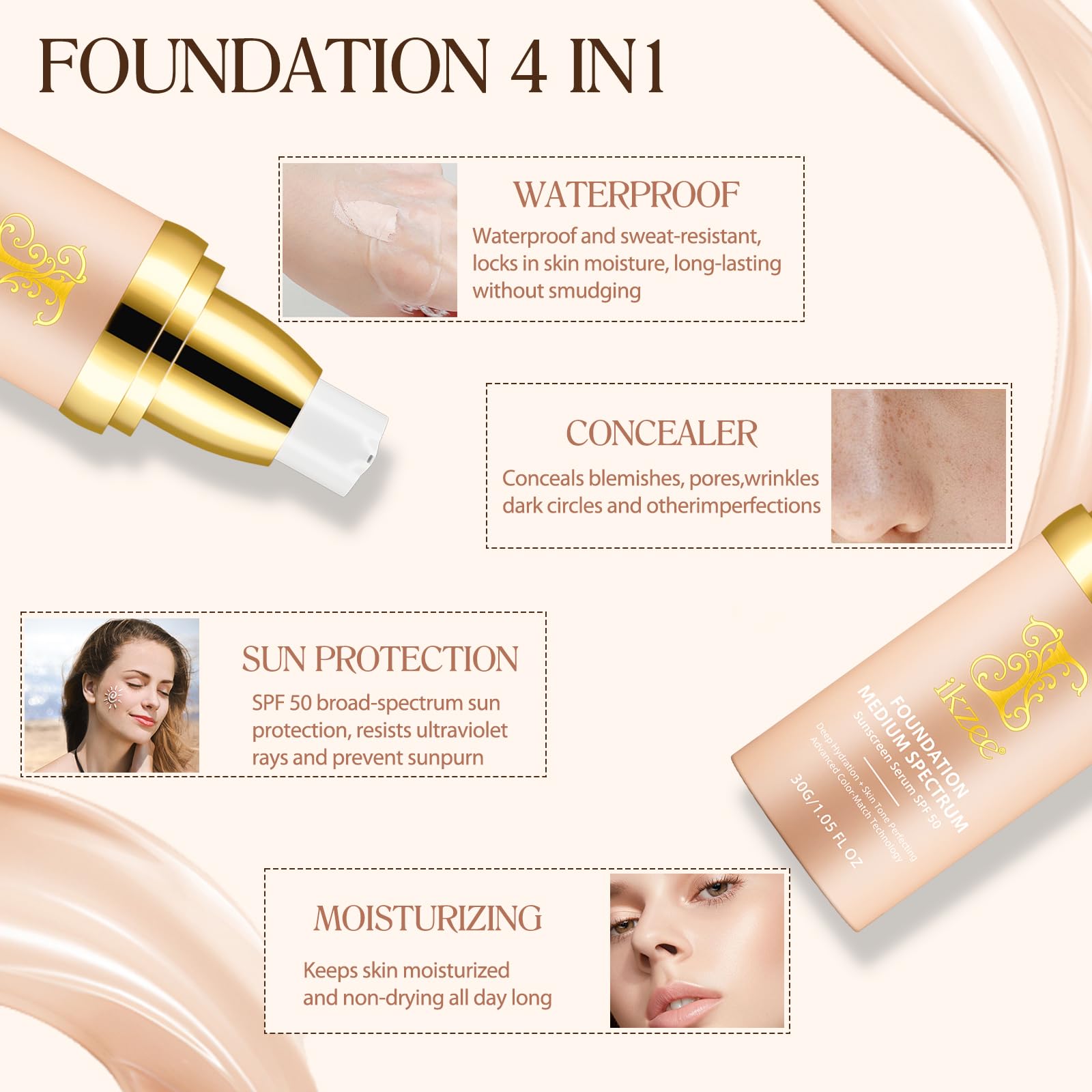 Akareni Color Changing Foundation is waterproof and sweat-proof for lasting wear.