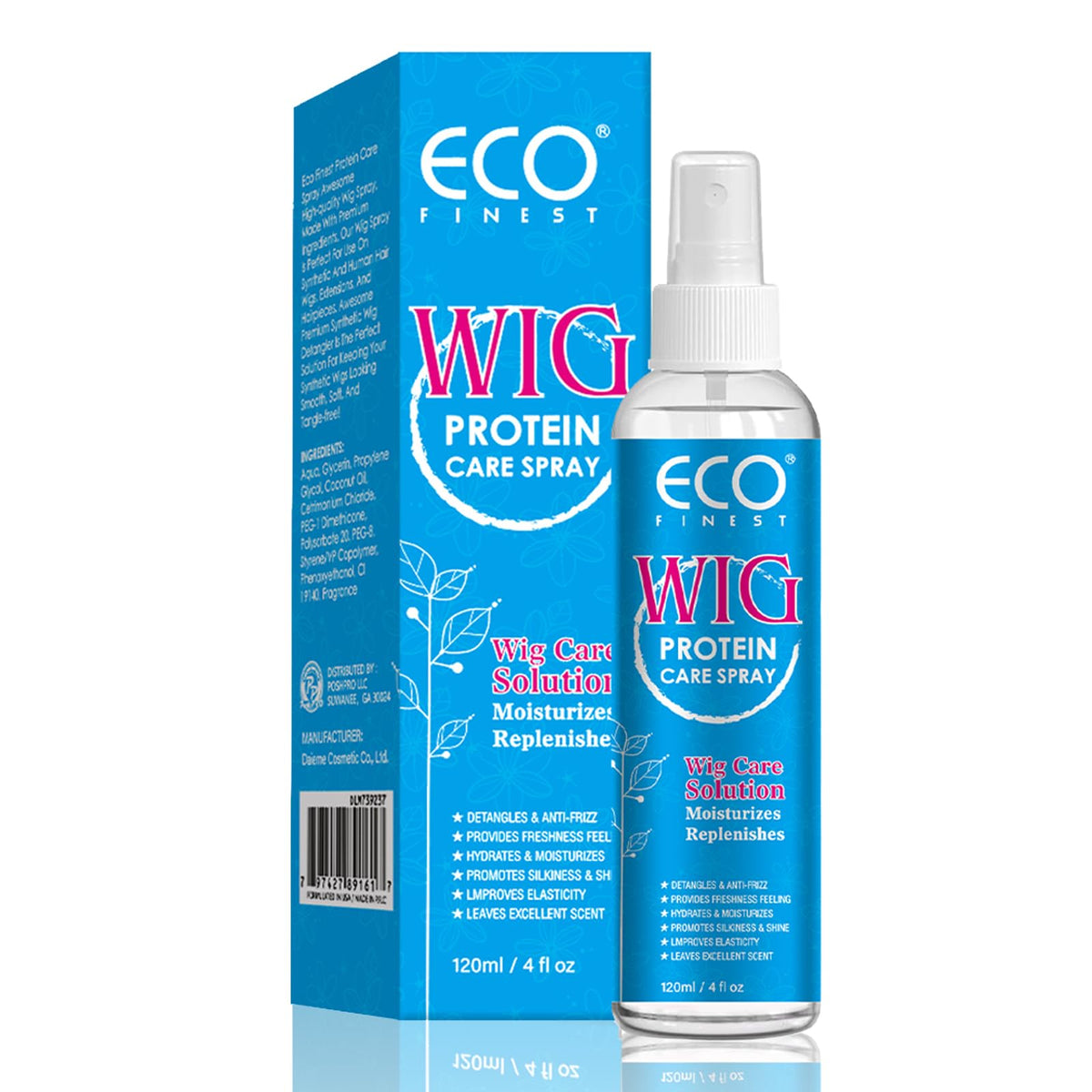 AKBAN Wig Spray cuidado suave muestra brillo natural en peluca.