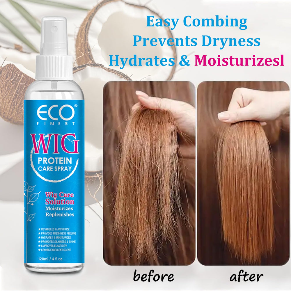 AKBAN Wig Spray suaviza y desenreda para un aspecto más natural.