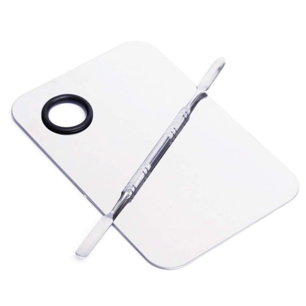 AKIRO paleta de maquillaje en acero inoxidable, ideal para mezclar tonos con precisión.