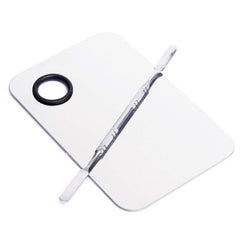 AKIRO paleta de maquillaje en acero inoxidable, ideal para mezclar tonos con precisión.