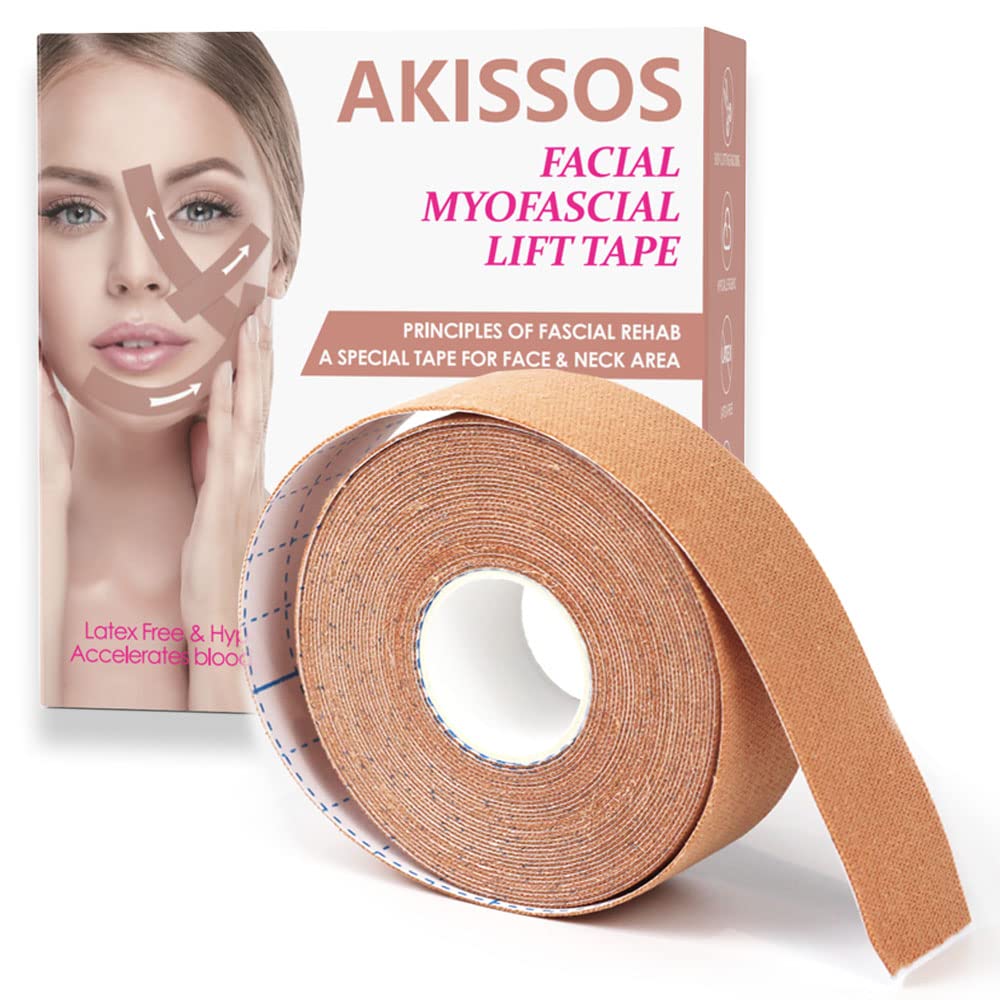 Akissos facial lift tape snatch look applied to jawline for firmer contour
