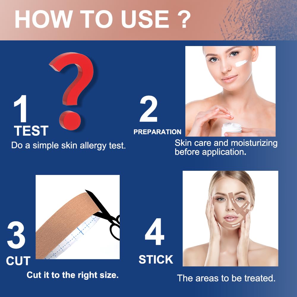 Akissos facial lift tape on neck and jawline offers subtle rejuvenation
