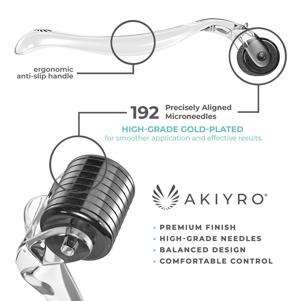 AKIYRO 0.30mm microneedle close-up with gold-plated pins