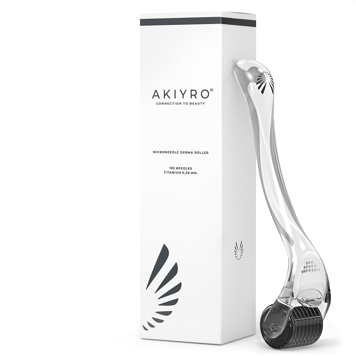 AKIYRO Derma Roller for the face with 0.30mm needles may enhance topical absorption.